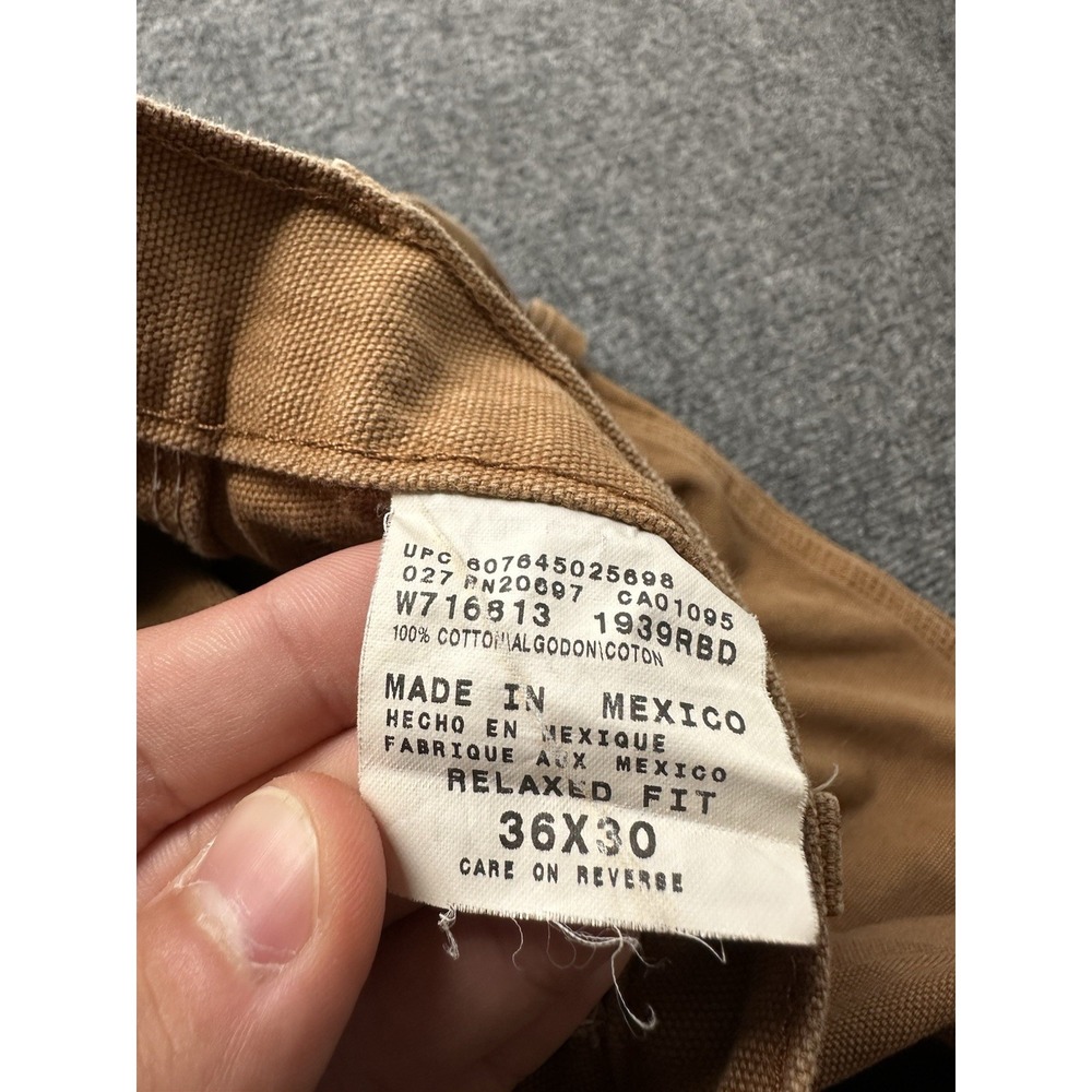 Mens Carpenter Pants Dickies Relaxed Fit Brown Duck Canvas, Size 36x30 - Picture 5 of 8